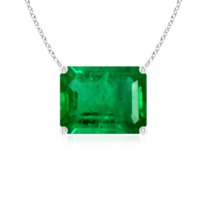 Angara East-west Emerald-cut Emerald Solitaire Pendant In Metallic