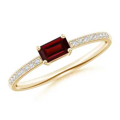 Angara East-west Emerald-cut Garnet Solitaire Ring In Red