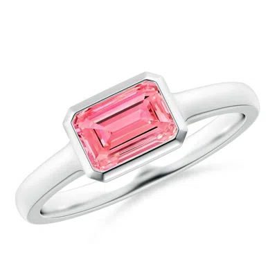 Angara East-west Emerald-cut Lab-grown Fancy Intense Pink Diamond Solitaire Ring In Green