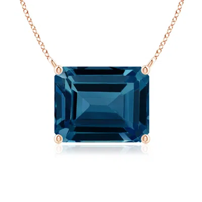 Angara East-west Emerald-cut London Blue Topaz Solitaire Pendant In Gold