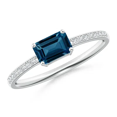 Angara East-west Emerald-cut London Blue Topaz Solitaire Ring In Animal Print