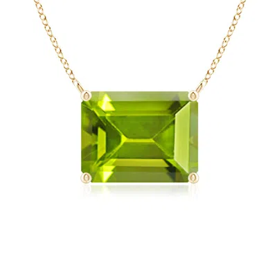 Angara East-west Emerald-cut Peridot Solitaire Pendant In Gold