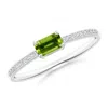 Angara East-west Emerald-cut Peridot Solitaire Ring