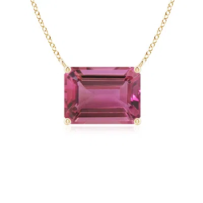 Angara East-west Emerald-cut Pink Tourmaline Solitaire Pendant In Gold