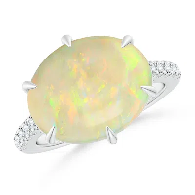 Angara East-west Gia Certified Oval Opal Solitaire Ring In Metallic