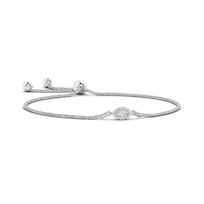 Angara East-west Marquise Diamond Bolo Bracelet With Halo In Metallic