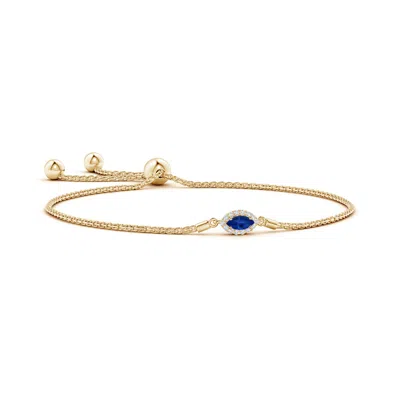 Angara East-west Marquise Sapphire Bolo Bracelet With Halo In Gold