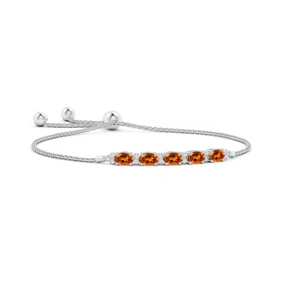 Angara East-west Oval Citrine Bolo Bracelet With Diamonds In Metallic