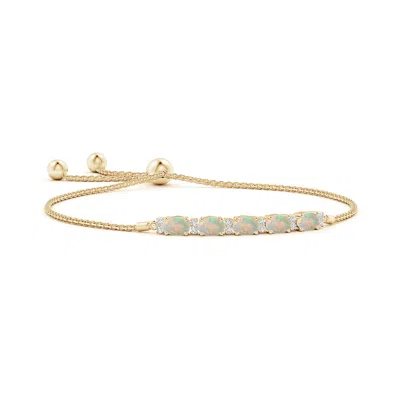 Angara East-west Oval Opal Bolo Bracelet With Diamonds In Gold