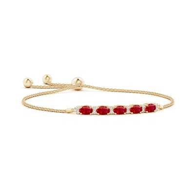 Angara East-west Oval Ruby Bolo Bracelet With Diamonds In Gold