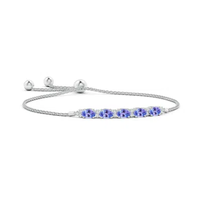 Angara East-west Oval Tanzanite Bolo Bracelet With Diamonds In Metallic