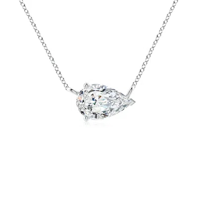 Angara East-west Pear-shaped Lab-grown Diamond Solitaire Pendant In Metallic