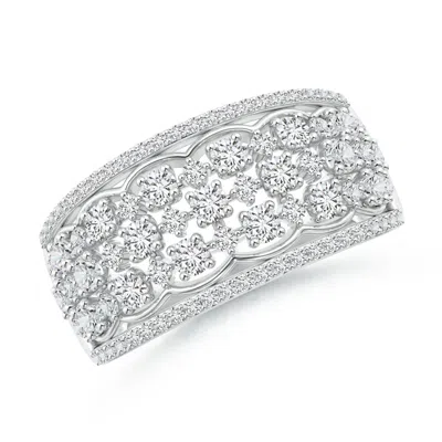 Angara Edwardian Style Diamond Lace Pattern Broad Anniversary Ring In White
