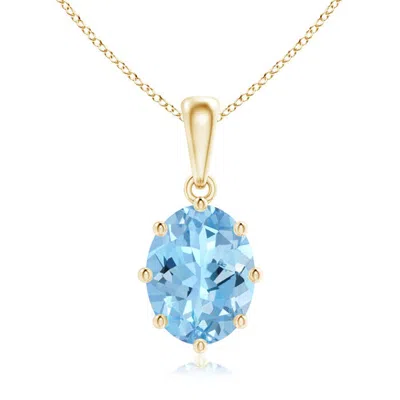 Angara Eight Prong-set Oval Aquamarine Pendant In Gold