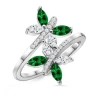 Angara Emerald And Diamond Butterfly Bypass Ring In White Gold/rich Green