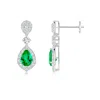 Angara Emerald And Diamond Halo Teardrop Earrings In White Gold/rich Medium Green
