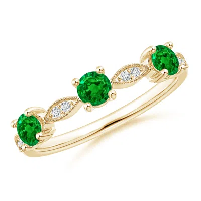 Angara Emerald & Diamond Marquise And Dot Ring In Green