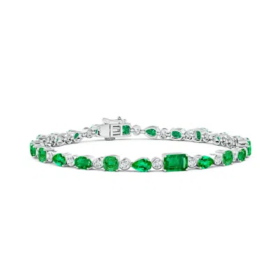 Angara Emerald & Diamond Multi-shape Tennis Bracelet In Green