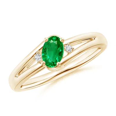 Angara Emerald And Diamond Split Shank Ring In Gold