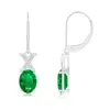 Angara Emerald And Diamond Xo Leverback Drop Earrings In White Gold/rich Medium Green