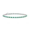 Angara Emerald And Illusion Diamond Tennis Bracelet In White Gold/rich Medium Green