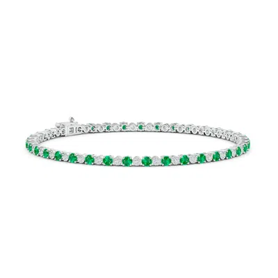 Angara Emerald And Illusion Diamond Tennis Bracelet In Metallic