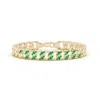 Angara Emerald Curb Chain Link Bracelet In Yellow Gold/rich Medium Green