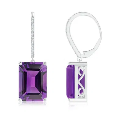 Angara Emerald-cut Amethyst Cocktail Earrings With Diamonds In Metallic
