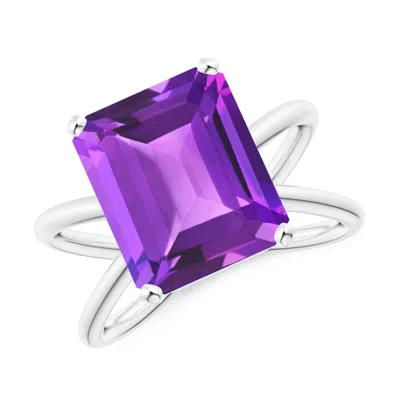 Angara Emerald-cut Amethyst Criss-cross Split Shank Cocktail Ring In Purple