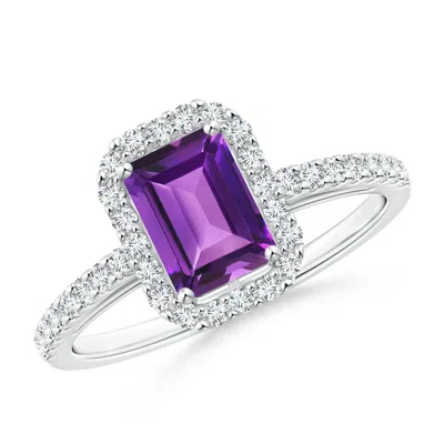 Angara Emerald-cut Amethyst Halo Ring In Metallic