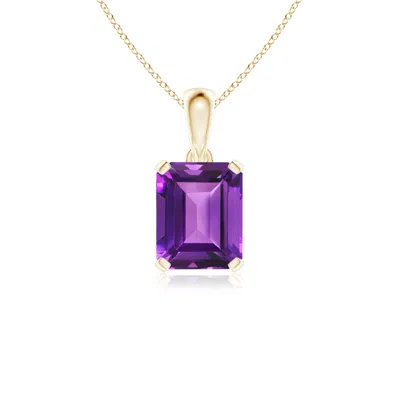 Angara Emerald-cut Amethyst Solitaire Pendant In Brown