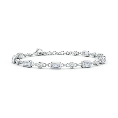 Angara Emerald-cut And Round Lab-grown Diamond Station Bracelet In White