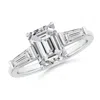 Angara Emerald-cut And Tapered Baguette Diamond Side Stone Engagement Ring In White Gold/i-j