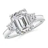 Angara Emerald-cut And Trapezoid Diamond Hidden Halo Engagement Ring In White Gold/i-j