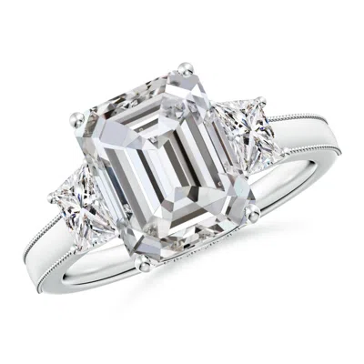 Angara Emerald-cut And Trapezoid Diamond Hidden Halo Engagement Ring In Metallic