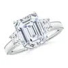 Angara Emerald-cut And Trapezoid Lab-grown Diamond Hidden Halo Engagement Ring In White Gold/f-g