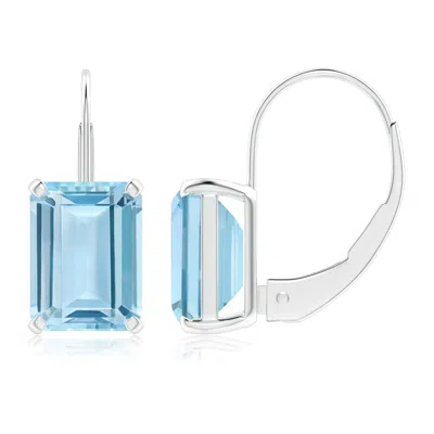 Angara Emerald-cut Aquamarine Solitaire Leverback Earrings In Metallic