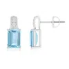 Angara Emerald-cut Aquamarine Studs With Diamond Accents