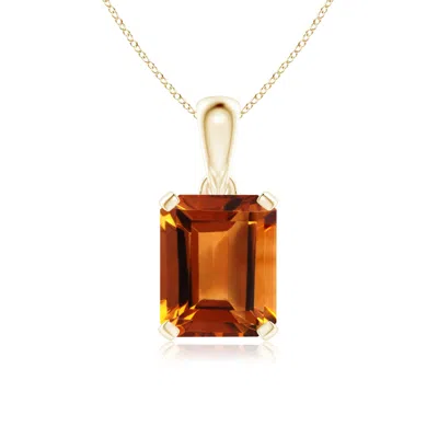 Angara Emerald-cut Citrine Solitaire Pendant In Gray