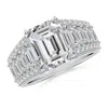 Angara Emerald-cut Diamond Broad Engagement Ring With Accents In White Gold/i-j