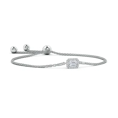 Angara Emerald-cut Diamond Halo Bolo Bracelet In Metallic