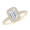 Angara Emerald-cut Diamond Halo Ring In Yellow Gold/h