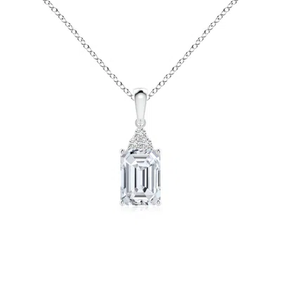 Angara Emerald-cut Diamond Pendant With Diamond Trio In Metallic