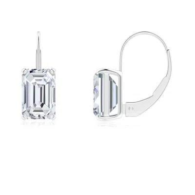 Angara Emerald-cut Diamond Solitaire Leverback Earrings In Metallic