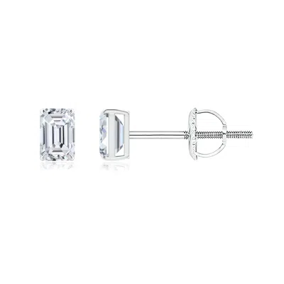 Angara Emerald-cut Diamond Solitaire Stud Earrings
