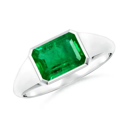 Angara Emerald-cut Emerald Signet Ring In Metallic