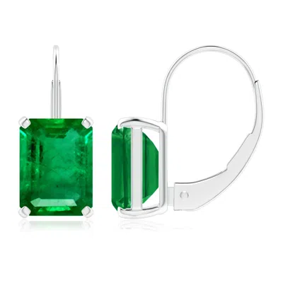 Angara Emerald-cut Emerald Solitaire Leverback Earrings In Metallic