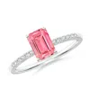 Angara Emerald-cut Fancy Intense Pink Diamond Engagement Ring