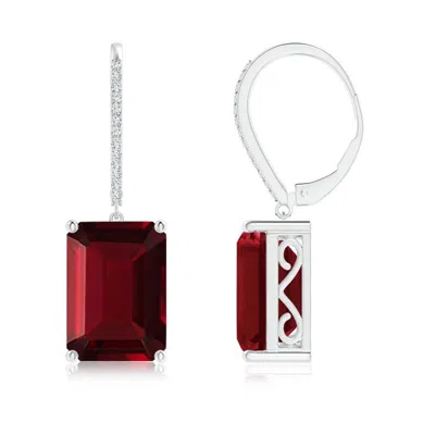 Angara Emerald-cut Garnet Cocktail Earrings With Diamonds