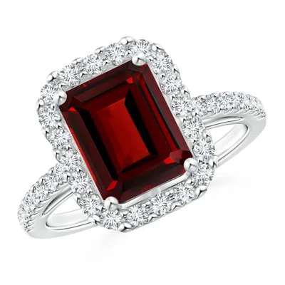 Angara Emerald-cut Garnet Halo Ring In Metallic